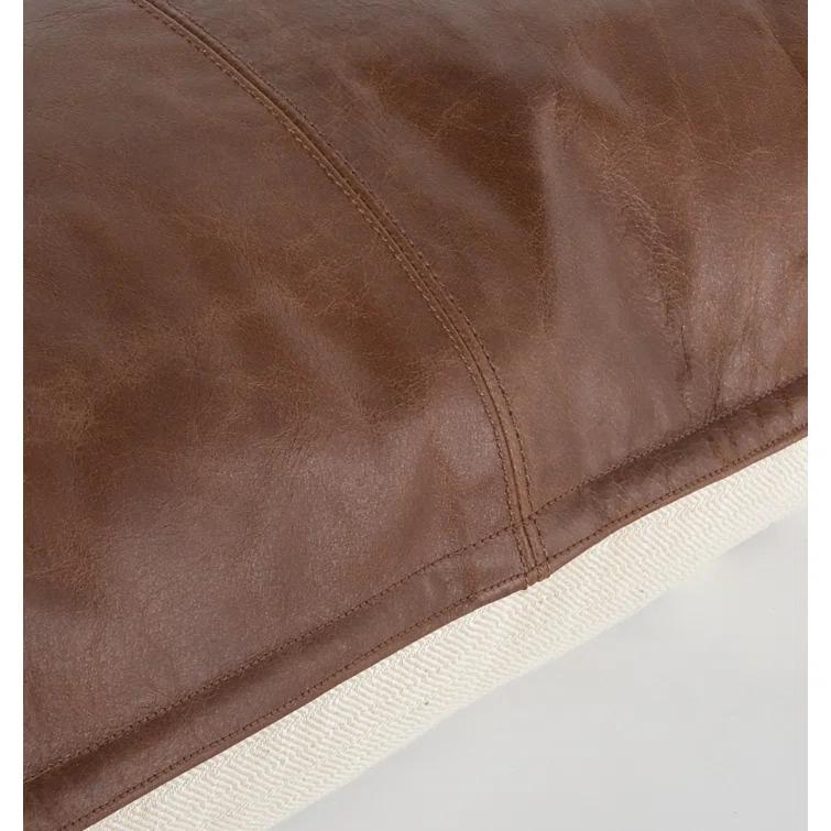 ZeaZu 22" X 22" Taupe Leather Zippered Pillow
