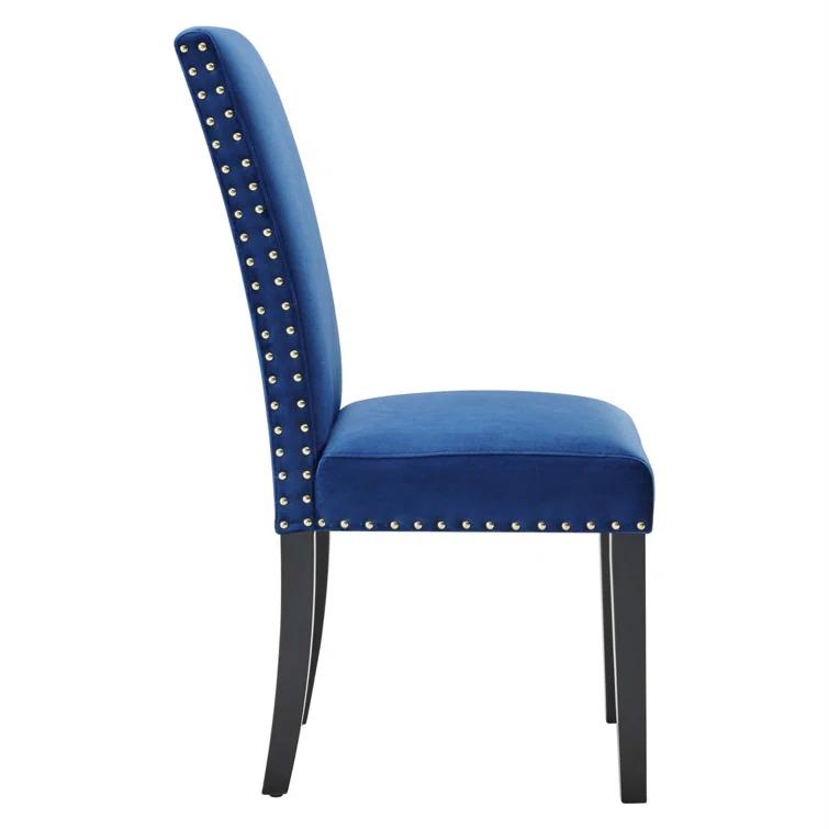Modway Silver Orchid Lind Velvet Nailhead Trim Dining Side Chairs