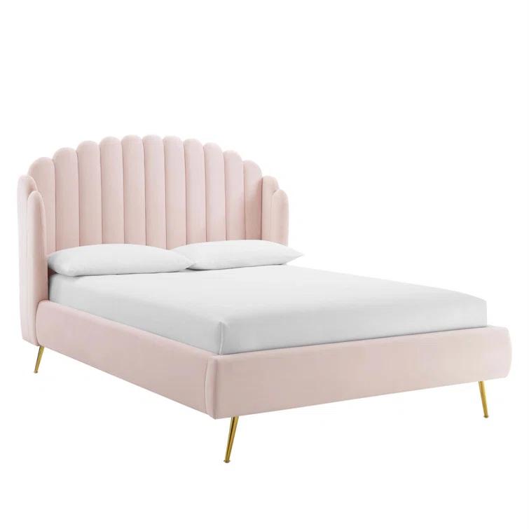 Modway Lana Queen Performance Velvet Wingback Platform Bed by Modway