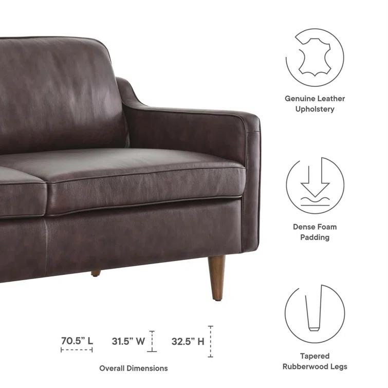 Modway Impart Mid-century Modern Top-grain Leather Sofa