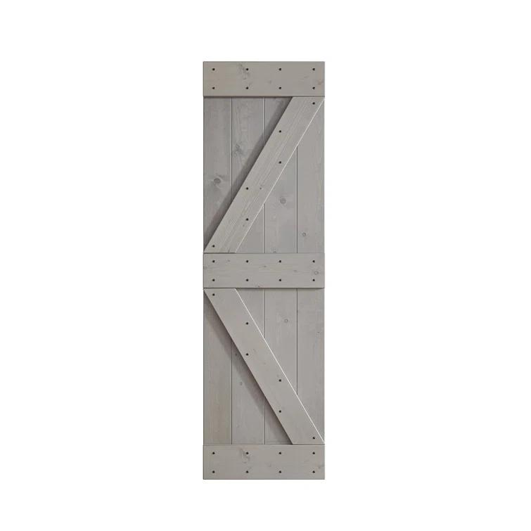 Paneled Wood and Metal K Series DIY Knotty Barn Door with Installation Hardware Kit