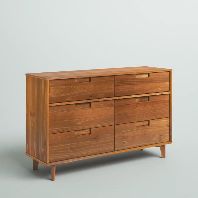 Yarber 6 Drawer Solid Wood Double Dresser