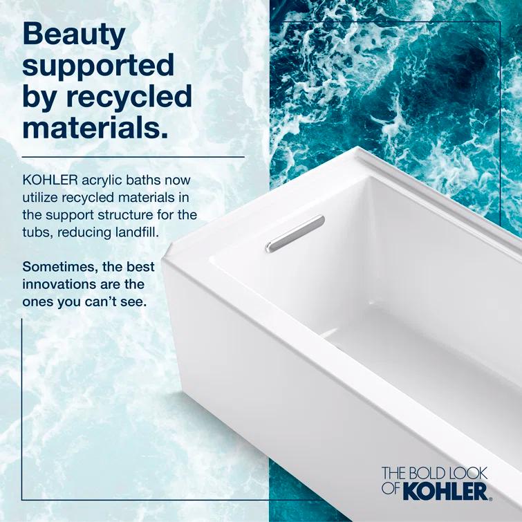 Underscore 60" x 32" Rectangular Alcove Soaking Bathtub with Integral Apron
