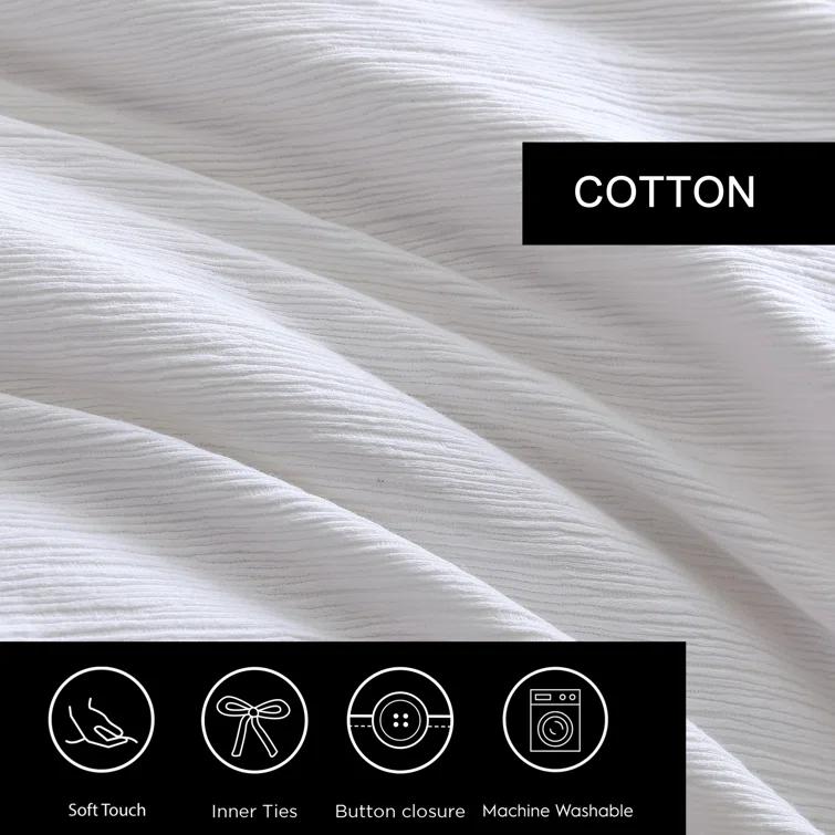 Vera Wang Vera Wang Solid Textured Pleats White Duvet Cover Set