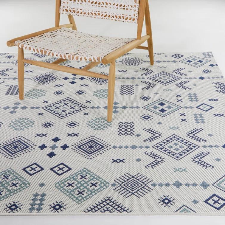 Ignacy Blue Moroccan Patio Indoor/Outdoor Area Rug