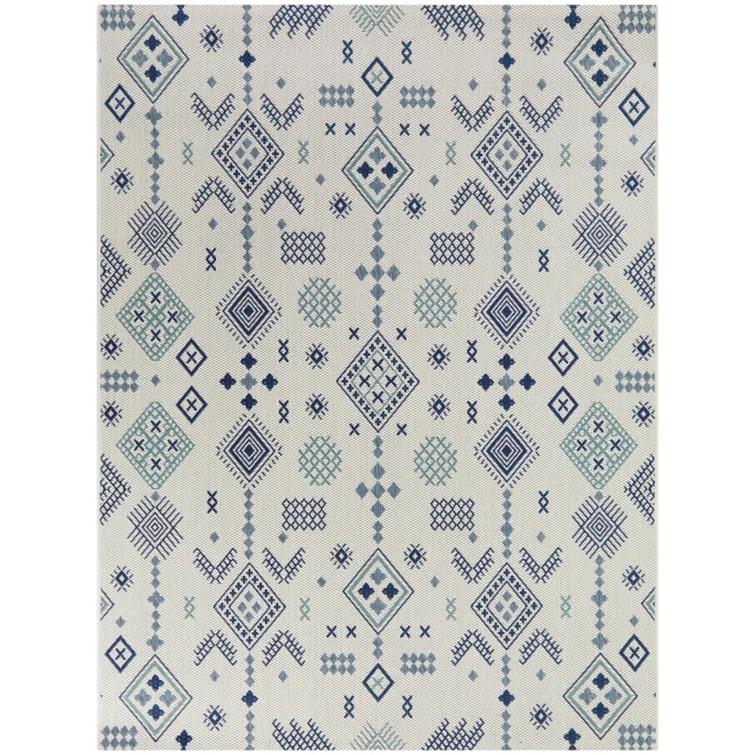 Ignacy Blue Moroccan Patio Indoor/Outdoor Area Rug