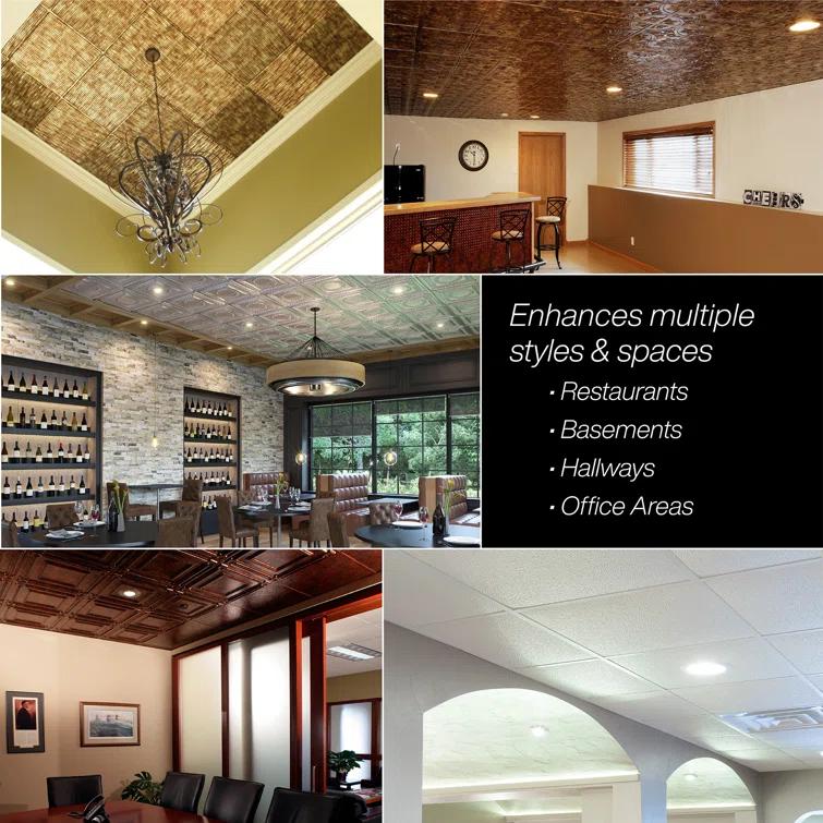 23'' L x 23'' W Textured Vinyl Glue Up Ceiling Tile