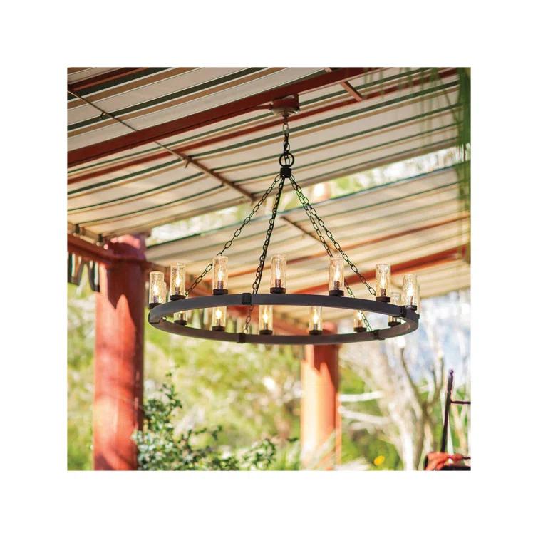 Sawyer 12-Light Single Tier Outdoor Rustic Chandelier