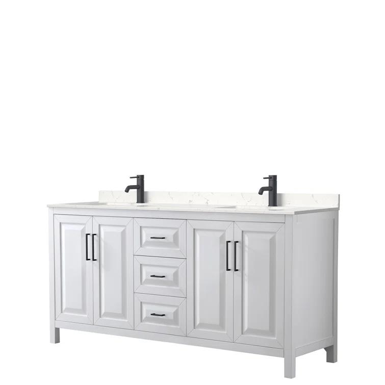 Wyndham Collection Daria 72'' Double Bathroom Vanity with Carrara Marble Top