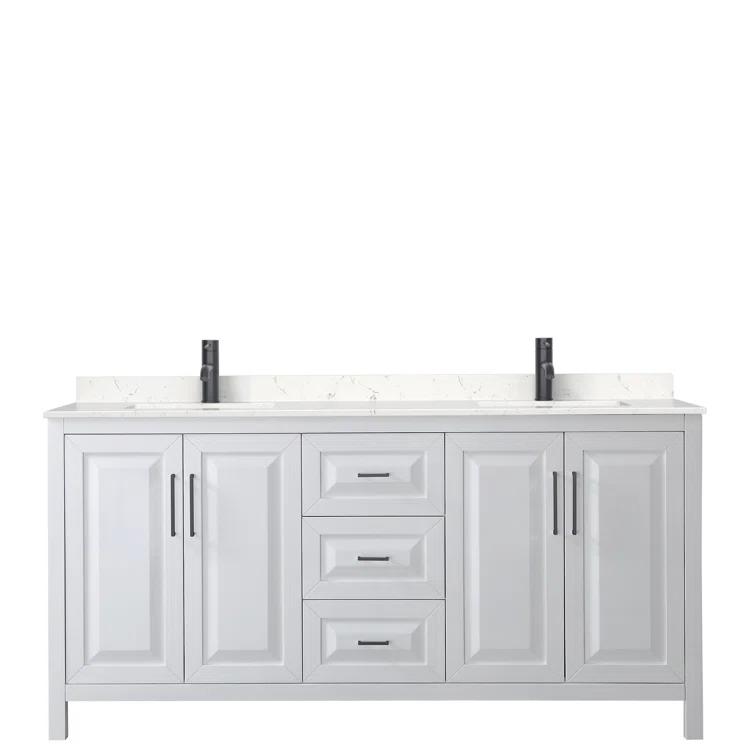 Wyndham Collection Daria 72'' Double Bathroom Vanity with Carrara Marble Top