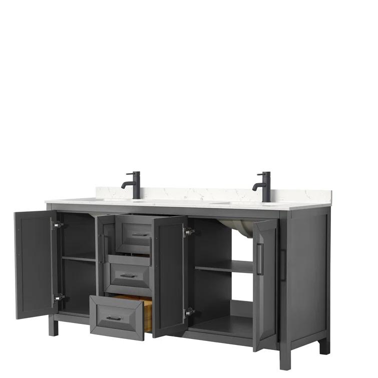 Wyndham Collection Daria 72'' Double Bathroom Vanity with Carrara Marble Top