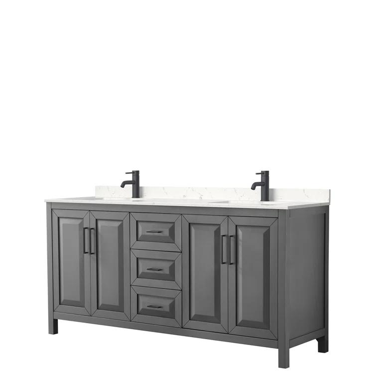 Wyndham Collection Daria 72'' Double Bathroom Vanity with Carrara Marble Top