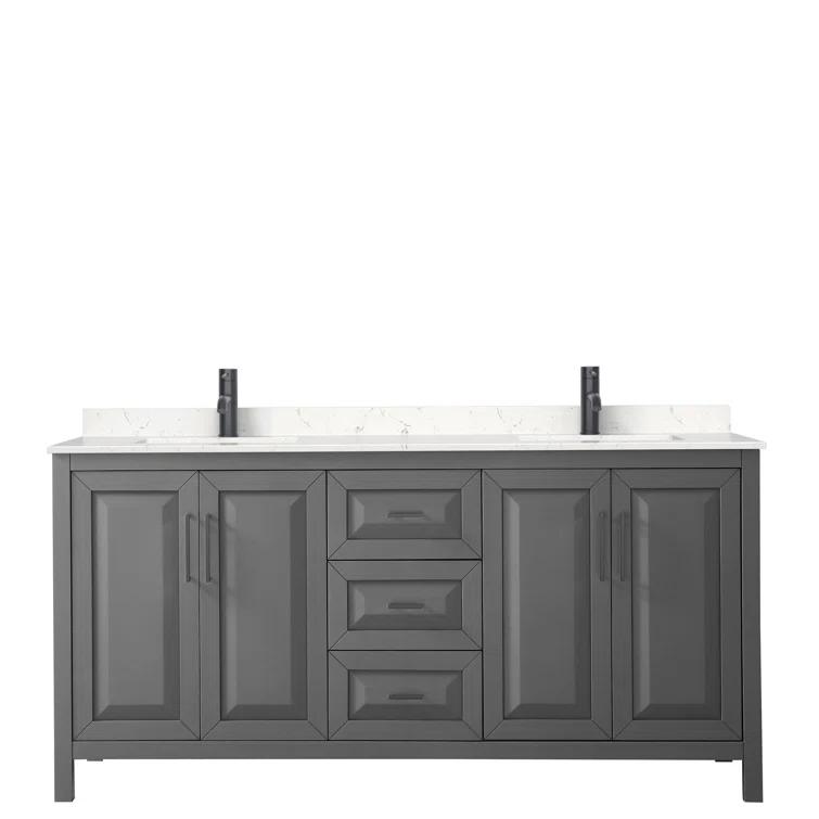 Wyndham Collection Daria 72'' Double Bathroom Vanity with Carrara Marble Top
