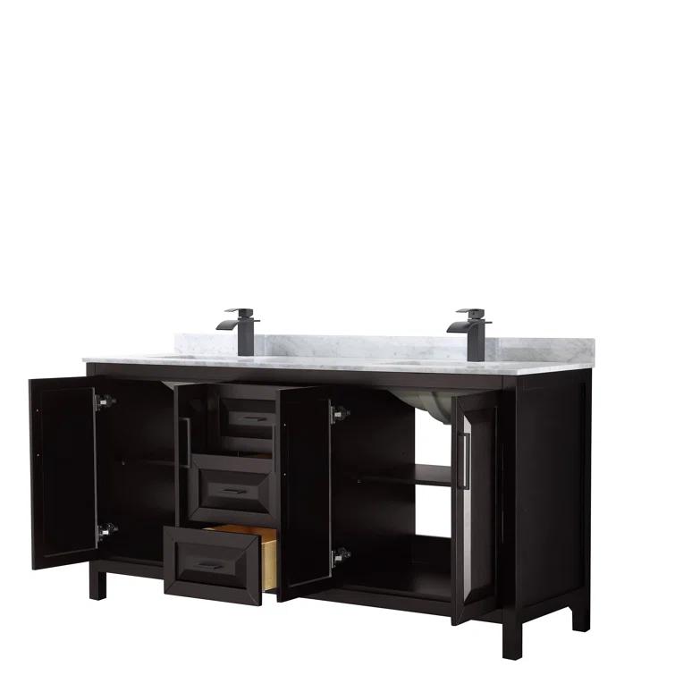 Wyndham Collection Daria 72'' Double Bathroom Vanity with Carrara Marble Top