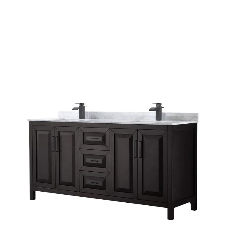 Wyndham Collection Daria 72'' Double Bathroom Vanity with Carrara Marble Top