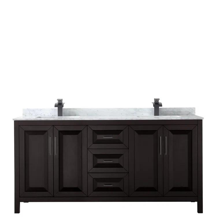 Wyndham Collection Daria 72'' Double Bathroom Vanity with Carrara Marble Top