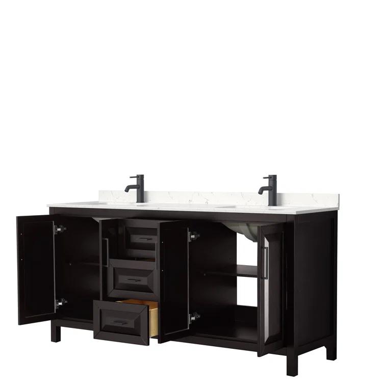 Wyndham Collection Daria 72'' Double Bathroom Vanity with Carrara Marble Top