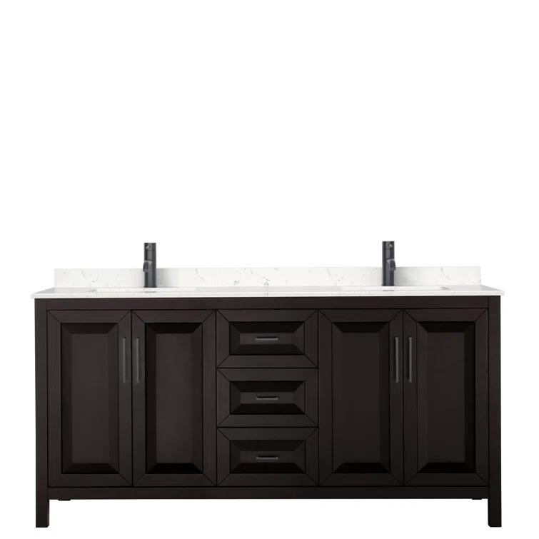 Wyndham Collection Daria 72'' Double Bathroom Vanity with Carrara Marble Top
