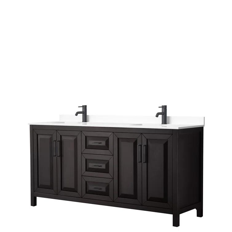 Wyndham Collection Daria 72'' Double Bathroom Vanity with Carrara Marble Top