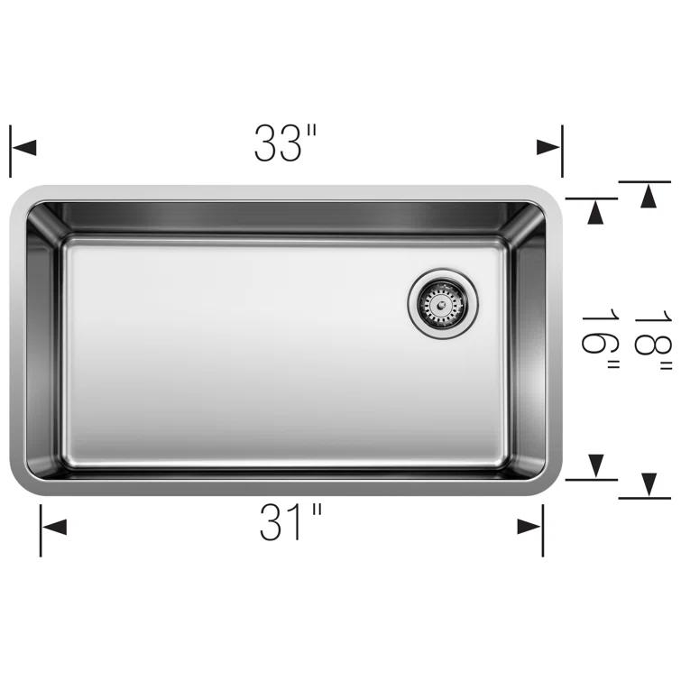 Blanco 442763 Formera 33" L x 18'' W Single Bowl Stainless Steel Undermount Kitchen Sink