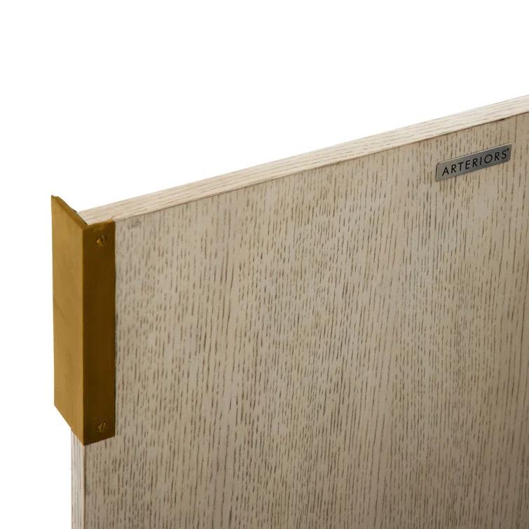 Naomi Ivory Smoke Oak Veneered 48'' Modern Cabinet with Brass Hardware