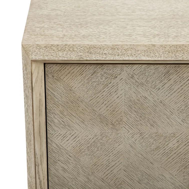 Naomi Ivory Smoke Oak Veneered 48'' Modern Cabinet with Brass Hardware