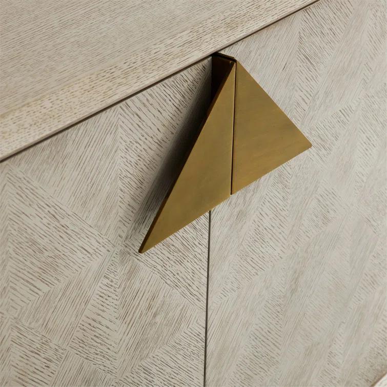 Naomi Ivory Smoke Oak Veneered 48'' Modern Cabinet with Brass Hardware