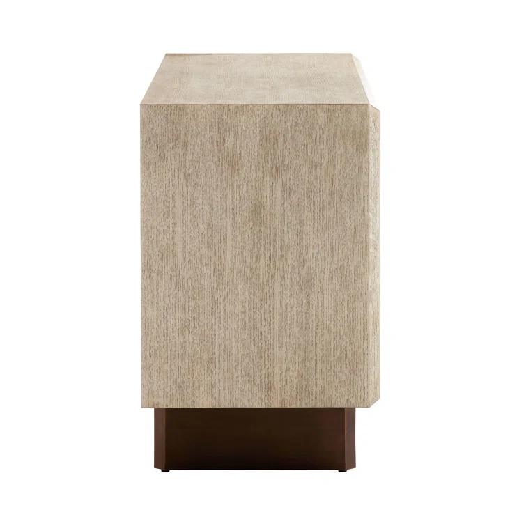 Naomi Ivory Smoke Oak Veneered 48'' Modern Cabinet with Brass Hardware
