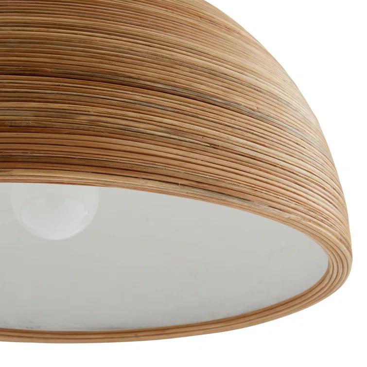 Contemporary Brass and Glass Drum Pendant Light - Indoor/Outdoor
