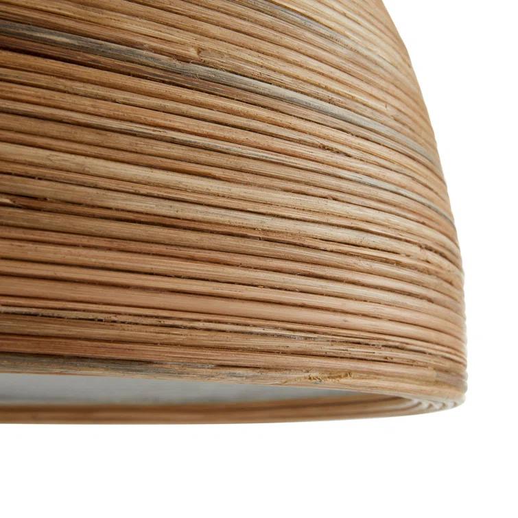 Contemporary Brass and Glass Drum Pendant Light - Indoor/Outdoor