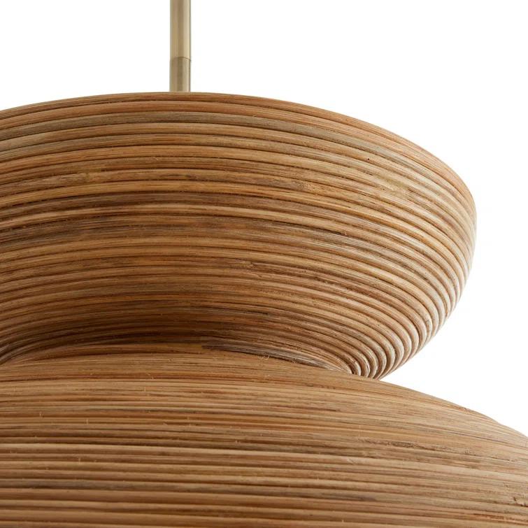 Contemporary Brass and Glass Drum Pendant Light - Indoor/Outdoor