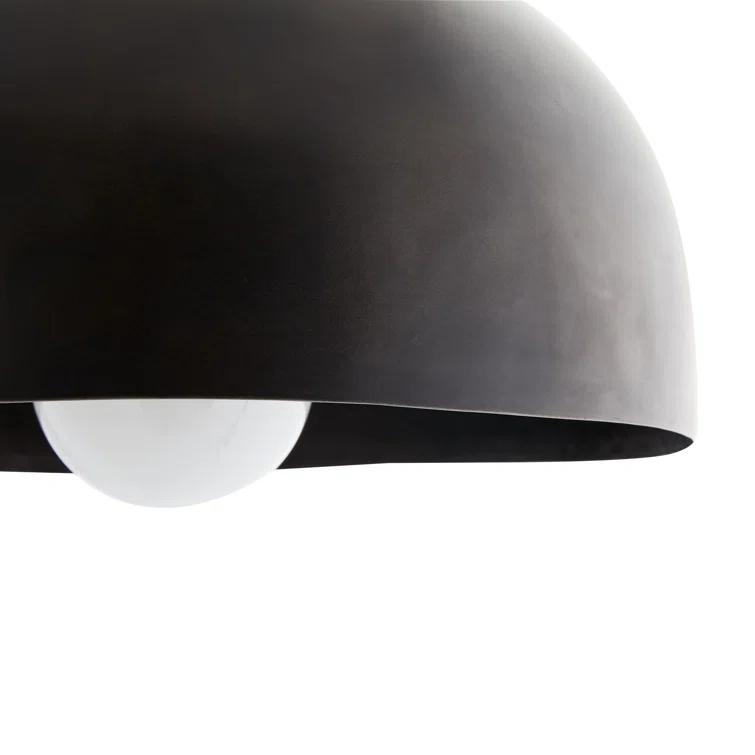 Contemporary Bronze Bowl Pendant with Wood Finial - Indoor/Outdoor