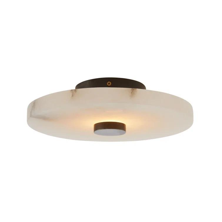 Moers Mid-Century White Ricestone 12" LED Flush Mount