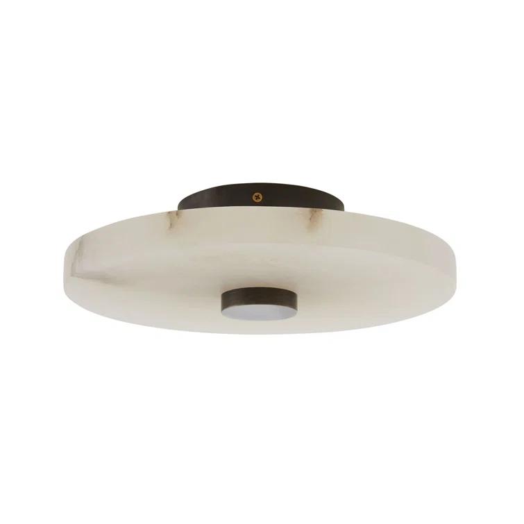 Moers Mid-Century White Ricestone 12" LED Flush Mount