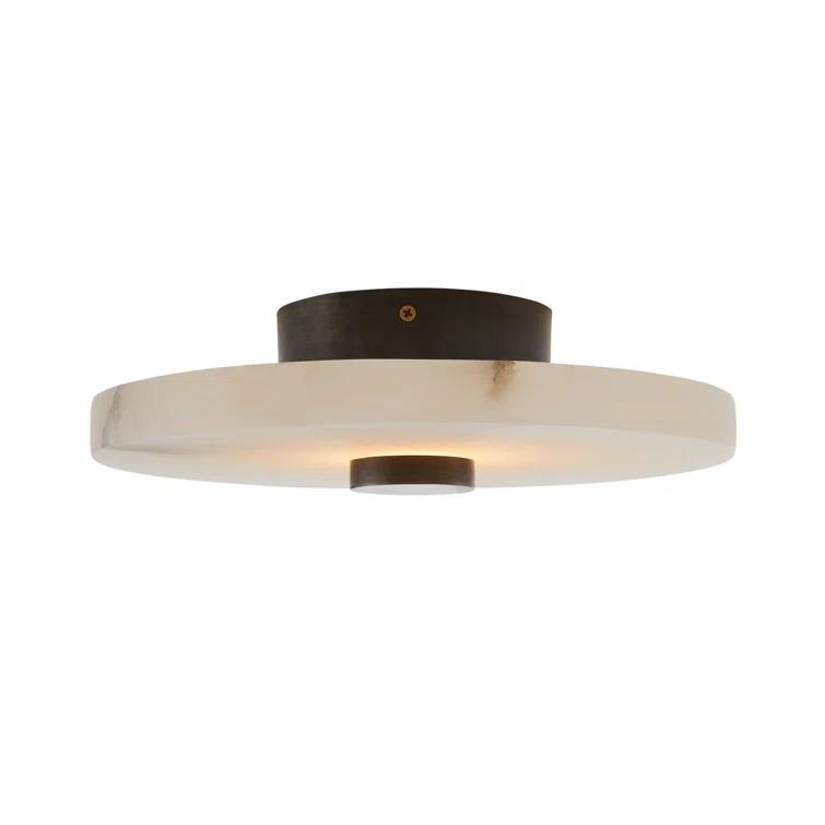 Moers Mid-Century White Ricestone 12" LED Flush Mount