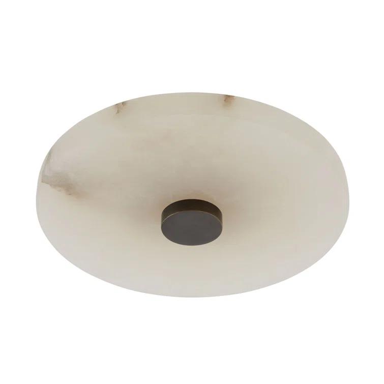 Moers Mid-Century White Ricestone 12" LED Flush Mount