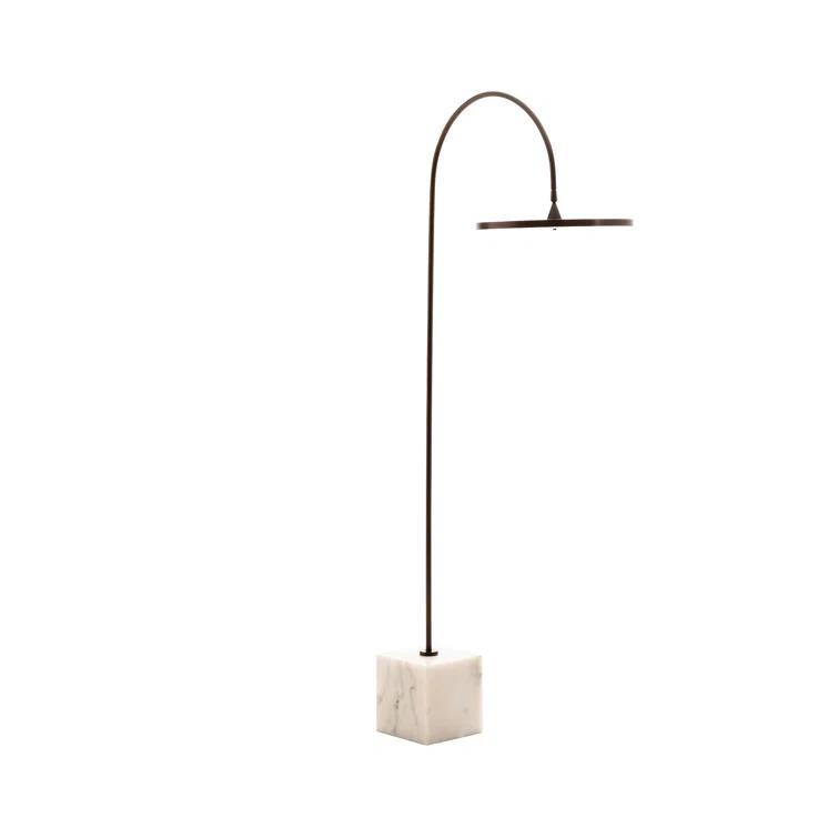 Bronze Adjustable Arc LED Floor Lamp with Marble Base