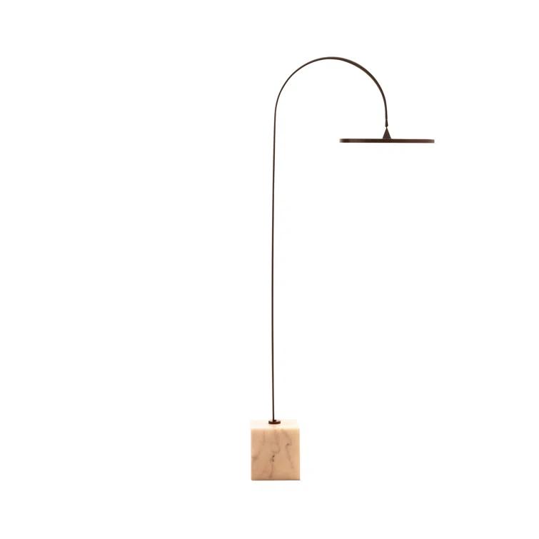 Bronze Adjustable Arc LED Floor Lamp with Marble Base