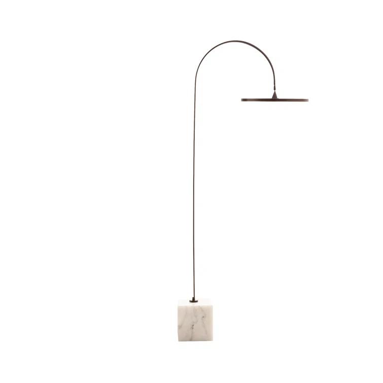 Bronze Adjustable Arc LED Floor Lamp with Marble Base