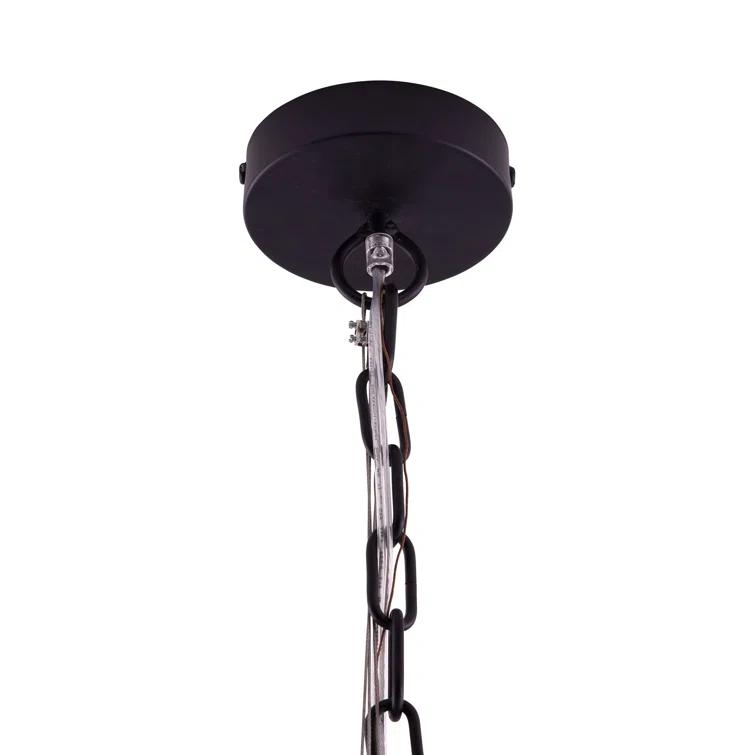 Tilda Rustic Black Wooden Dowel 6-Light Chandelier