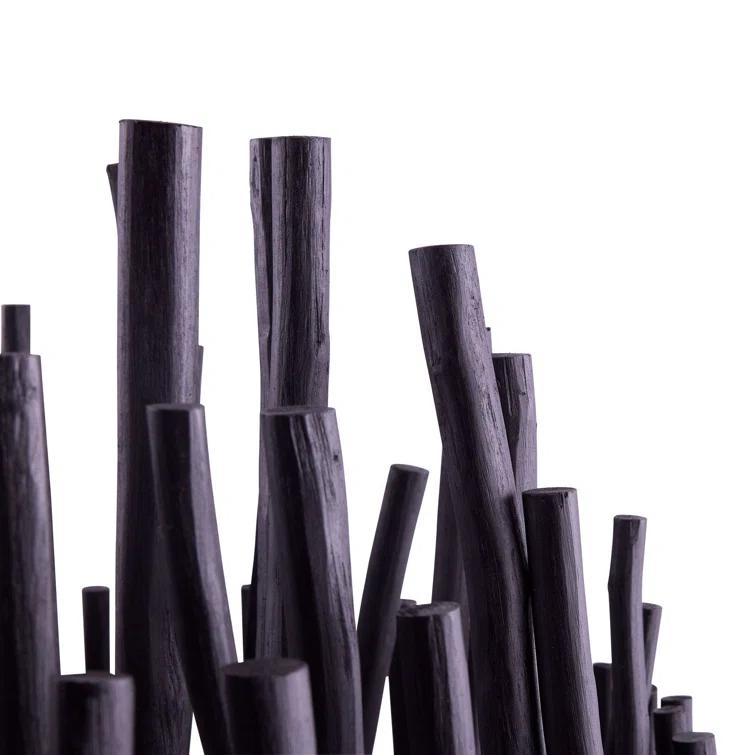 Tilda Rustic Black Wooden Dowel 6-Light Chandelier