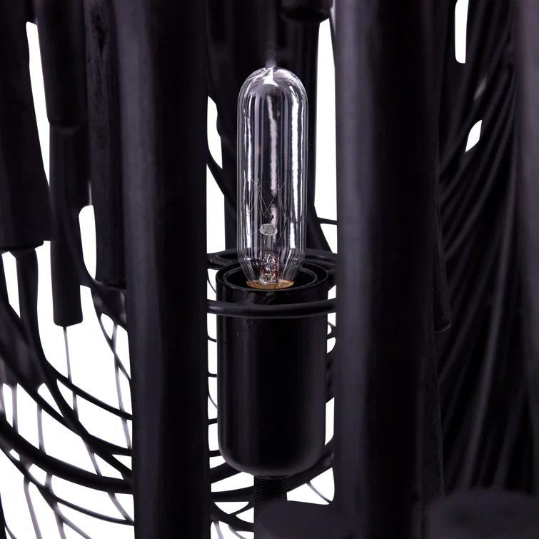 Tilda Rustic Black Wooden Dowel 6-Light Chandelier