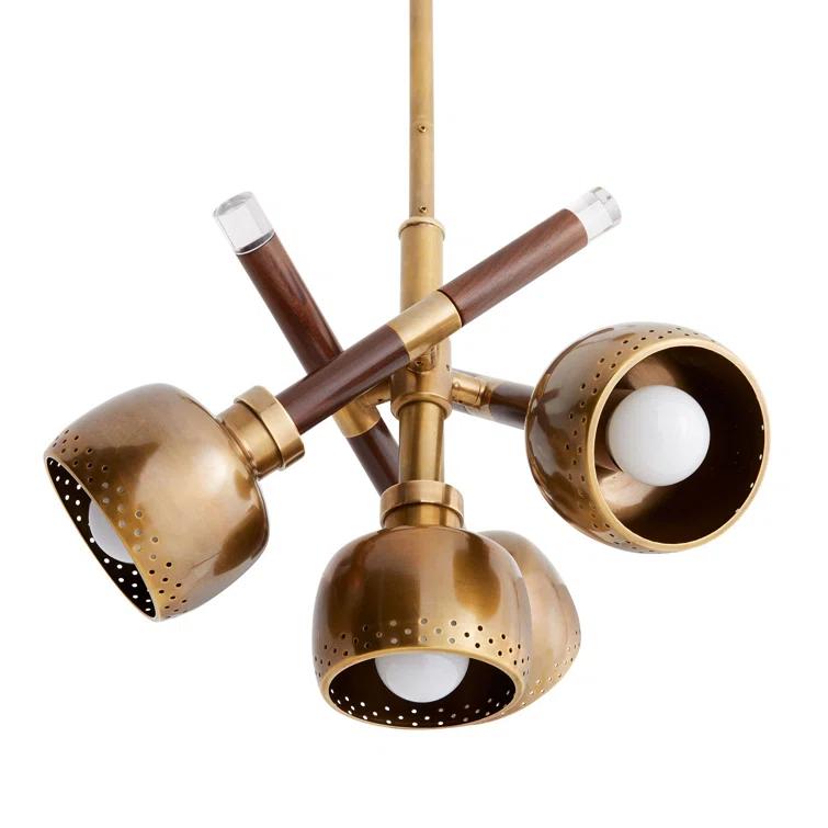 Pavo Vintage Brass and Clear Glass 16.5" Pendant Light