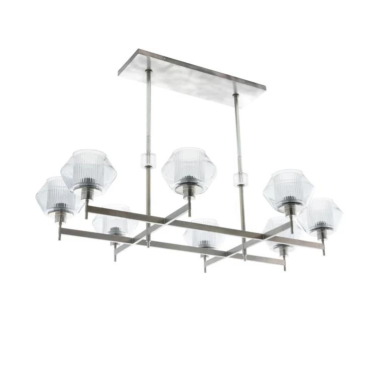 Holm 50-Inch Pewter and Glass Linear Chandelier