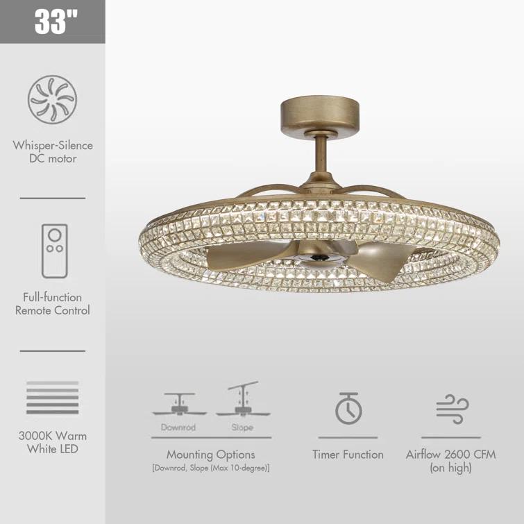 Parrot Uncle 33'' Ceiling Fan with LED Lights