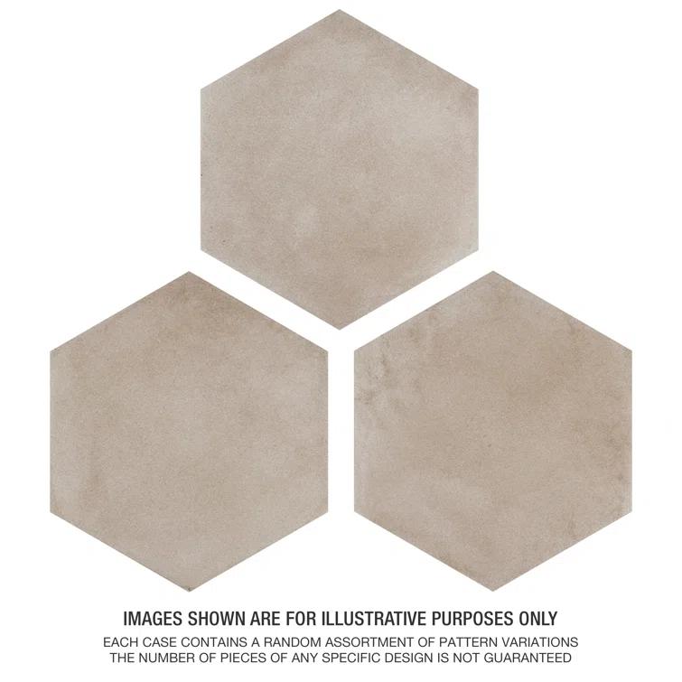 Matter Hex 7.88" x 9" Porcelain Stone Look Floor and Wall Tile