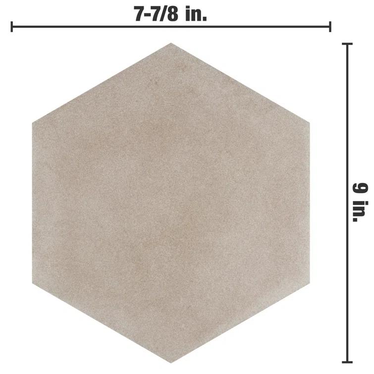Matter Hex 7.88" x 9" Porcelain Stone Look Floor and Wall Tile
