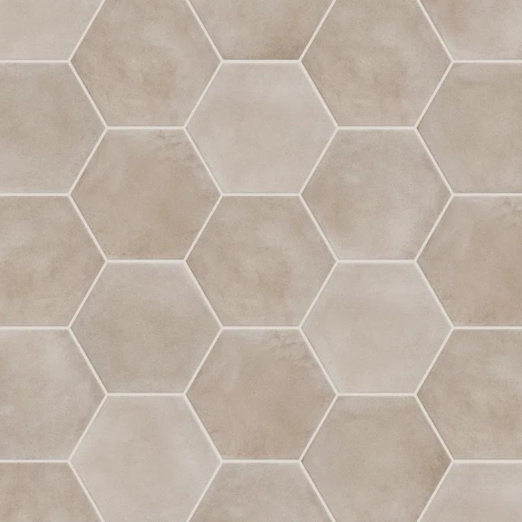 Matter Hex 7.88" x 9" Porcelain Stone Look Floor and Wall Tile