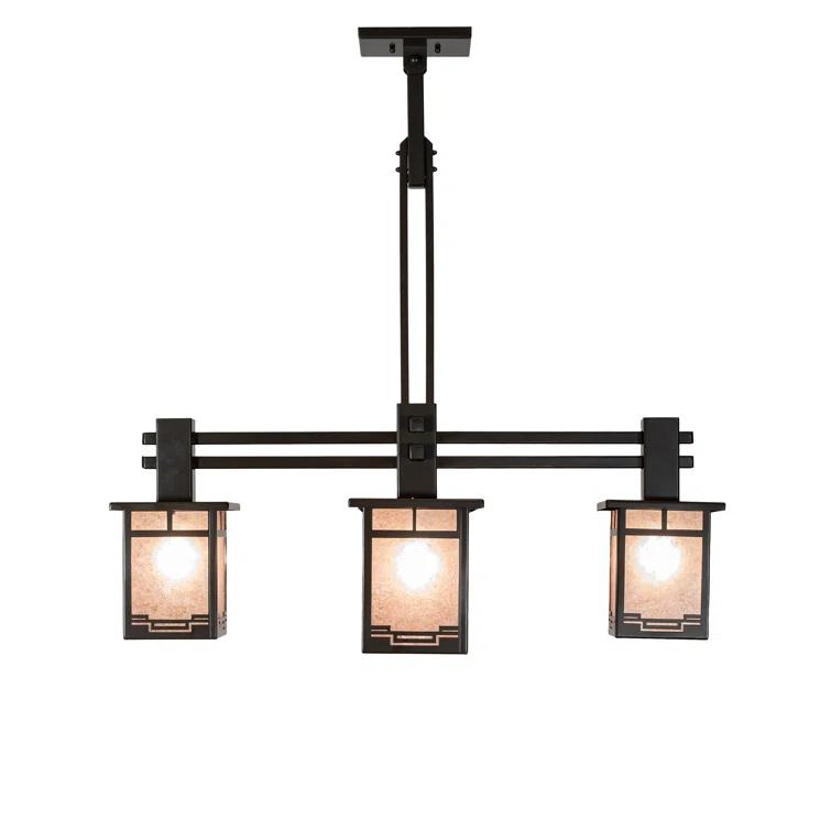 Rustic Lodge 5 - Light Dimmable Lantern Square / Rectangle Chandelier
