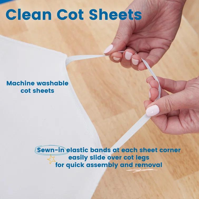 ECR4Kids ECR4Kids Stackable Kiddie Cot with Sheet, Classroom Furniture, Blue (Set of 6)